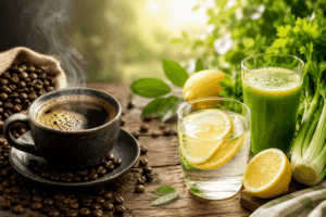 Anthony William Kaffee und Koffein mit gesunden Alternativen wie Zitronenwasser und Selleriesaft