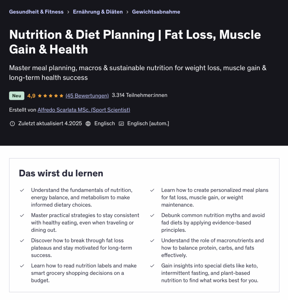 ernährung online kurs nutrition course