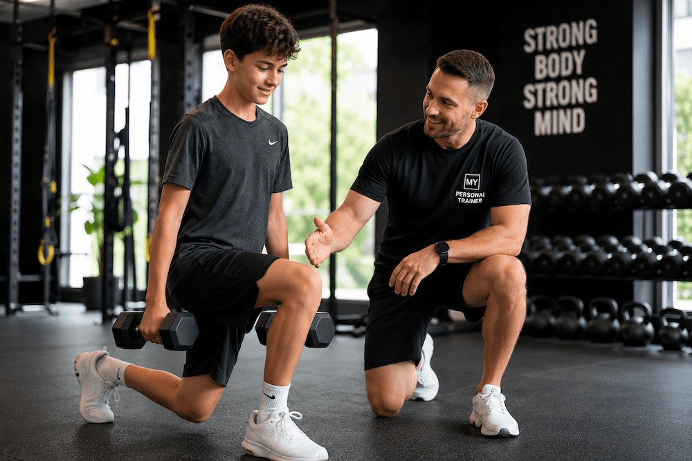Jugendlicher beim sicheren Fitnesstraining in Wien
