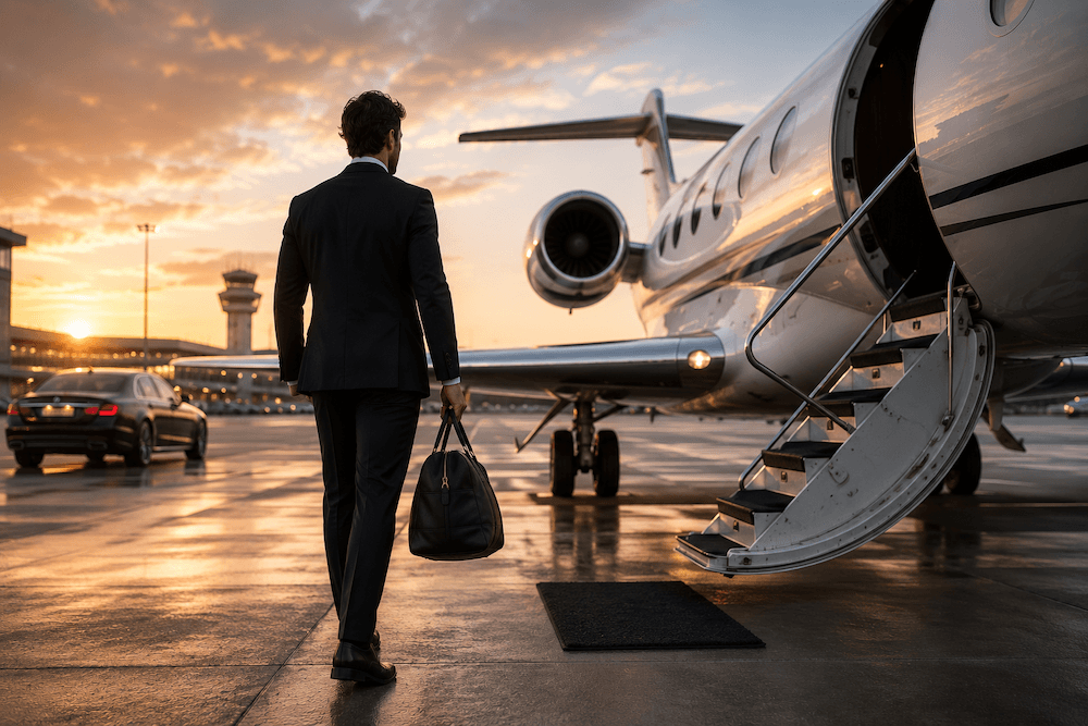 Geschäftsreise mit Privatjet